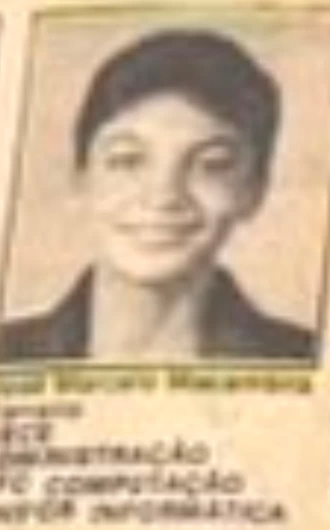 Close-up of Marcelo's photo in the 1991 newspaper, captioned José Marcelo Macambira Ferreira